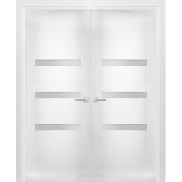 Vdomdoors Double Barn Interior Door, 64" x 84", White SETE6900DD-WS-6496 - main